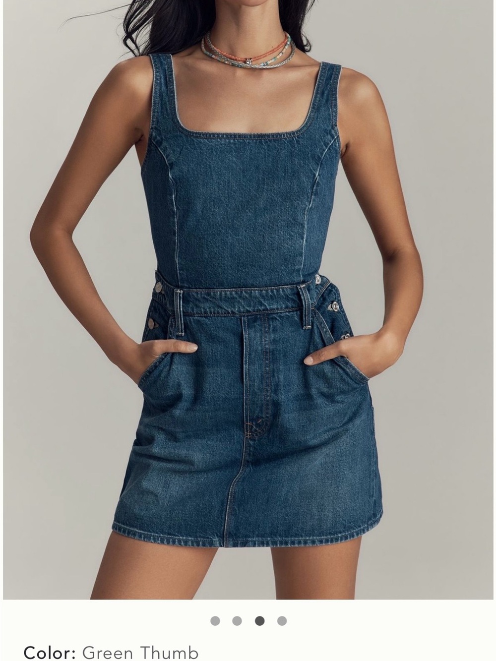 NWT MOTHER The Over It Denim Mini Dress Size Large
